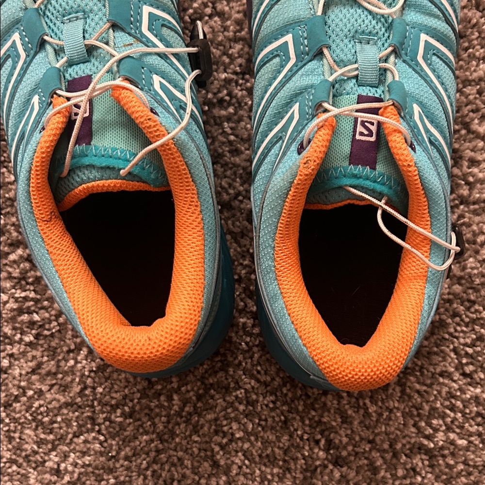 Salomon Teal and Orange Trail Shoes - Picture 3 of 5